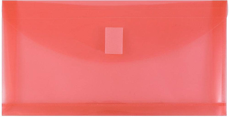 JAM Paper Premium Plastic Filing Envelope with Hook & Loop Closure, Red, 3/Pack (921V1REX3)