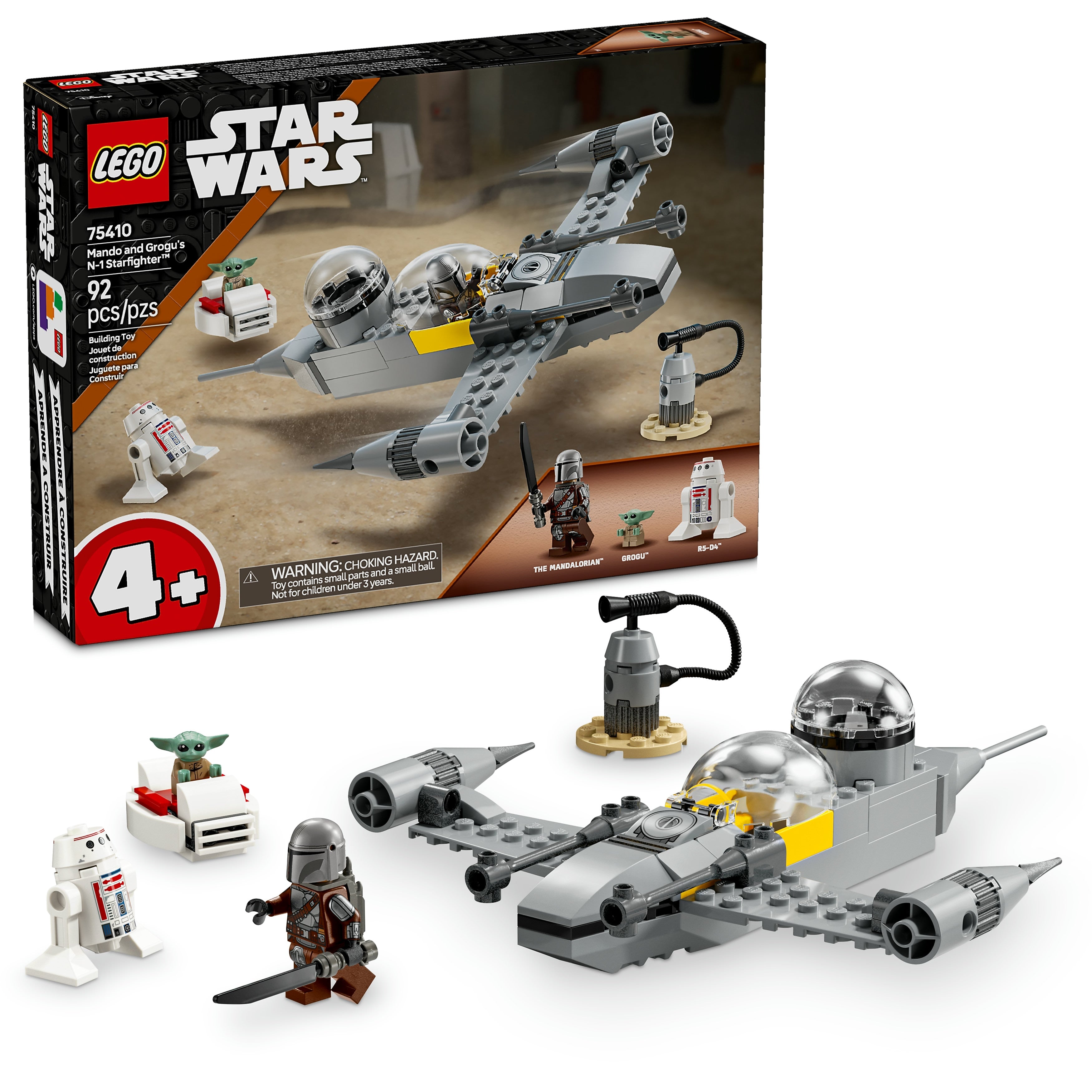 LEGO Star Wars: The Mandalorian Mando and Grogu's N-1 Starfighter, 92 Pieces (75410)