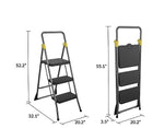 Cosco Commercial 3-Step Folding Stool, 300 lb Capacity, Gray (CSC11839GGO)
