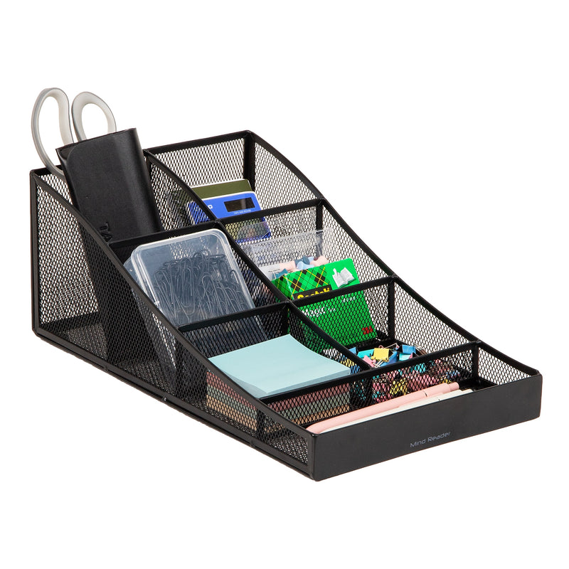 Mind Reader 7-Compartment Metal Countertop Organizer, Black (COMP7MESH-BLK)