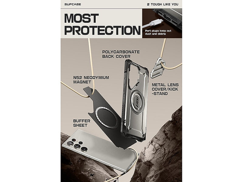 SUPCASE Unicorn Beetle MAG XT MagSafe Samsung Galaxy S24 Ultra, Shock Absorbing, Titan Gray (GXYS24U5GMXTTG)