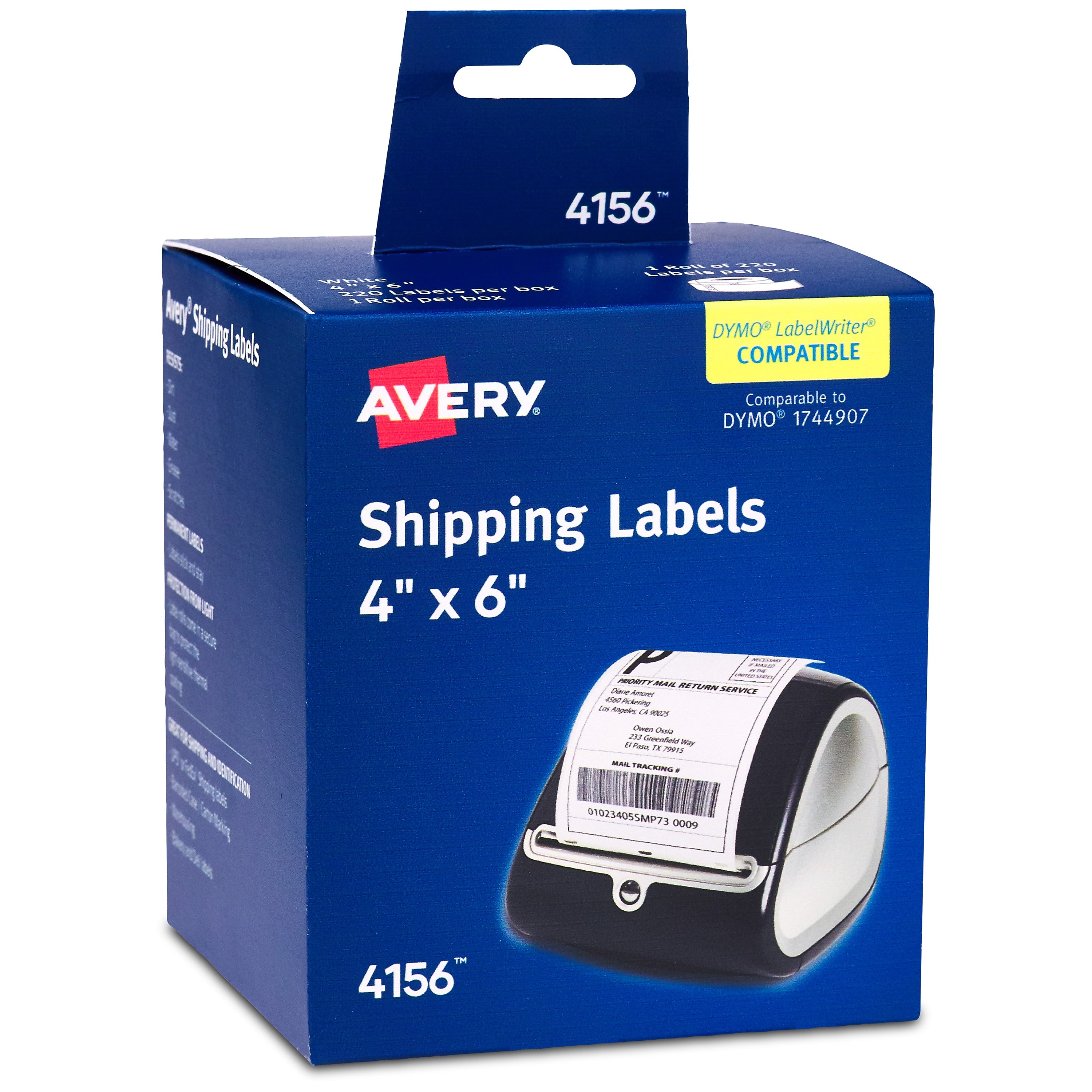 Avery Thermal Shipping Labels, 4" x 6", Matte White, 220 Labels/Roll (4156)