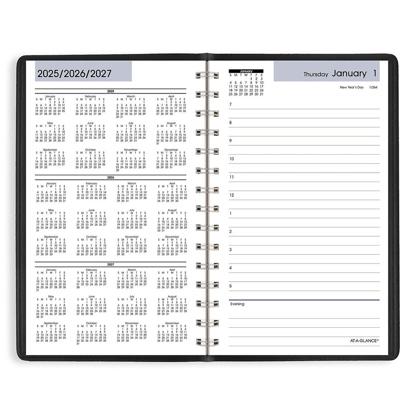 2026 AT-A-GLANCE DayMinder 5" x 8" Daily Appointment Book, Faux Leather Cover, Black (SK44-00-26)