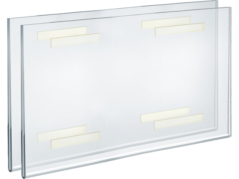 Azar Sign Holder, 17" x 11", Horizontal, Wall Mounted, Clear, Acrylic, 2/Pack (122037-2PK)