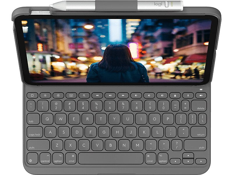 Logitech Slim Folio 10.9" Keyboard Case for iPad 10th Generation Tablet, Oxford Gray (920-011368)