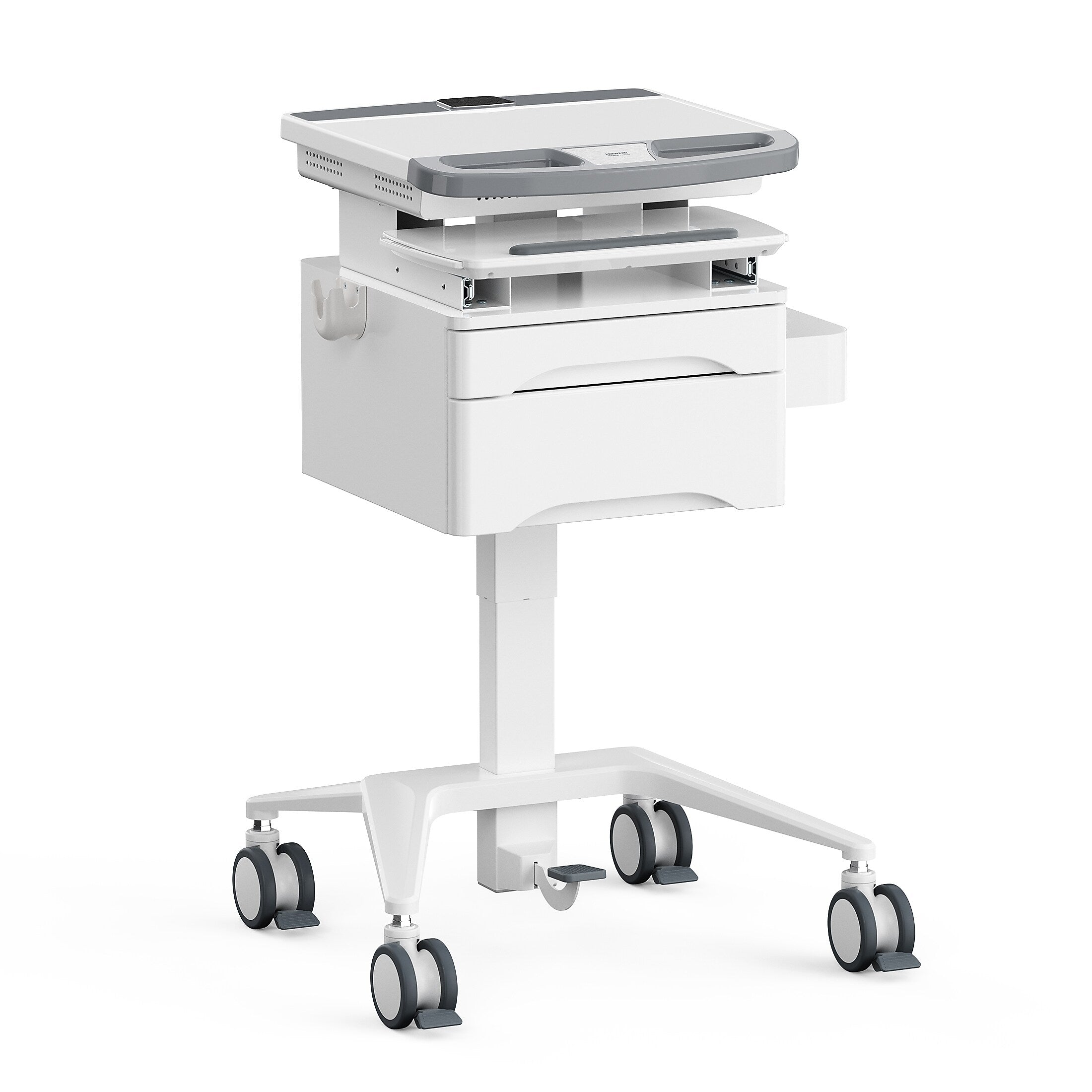 Mount-It! MedHub Mobile Medical Cart Workstation with Drawers and Locking Caster Wheels, White/Grey (MI-16004)