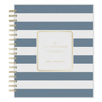 Planning Calendar DD Rugby Stripe Navy Frosted PP 8x10 RY26 Daily/Mthly Safety Wirebound -