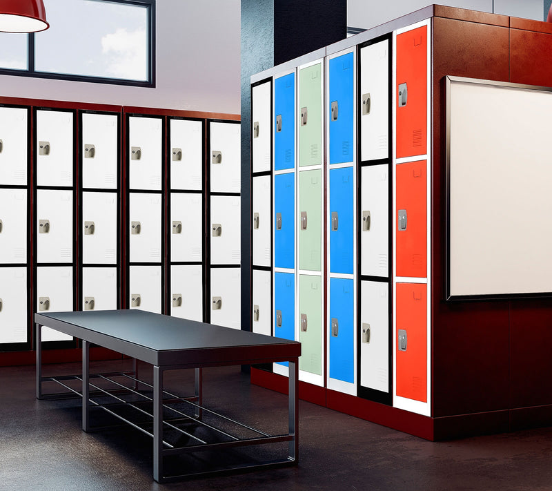 AdirOffice 72'' 3-Tier Black and White Storage Locker (ADI629-203-B-W)