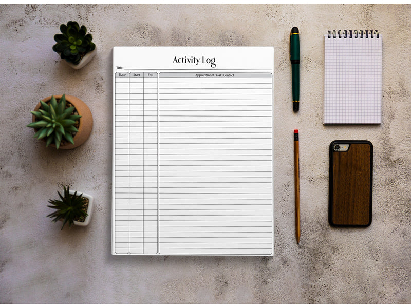 Better Office Activity Log Notepad, 8.5" x 11", Ruled, White, 50 Sheets/Pad, 4 Pads/Pack (25837-4PK)