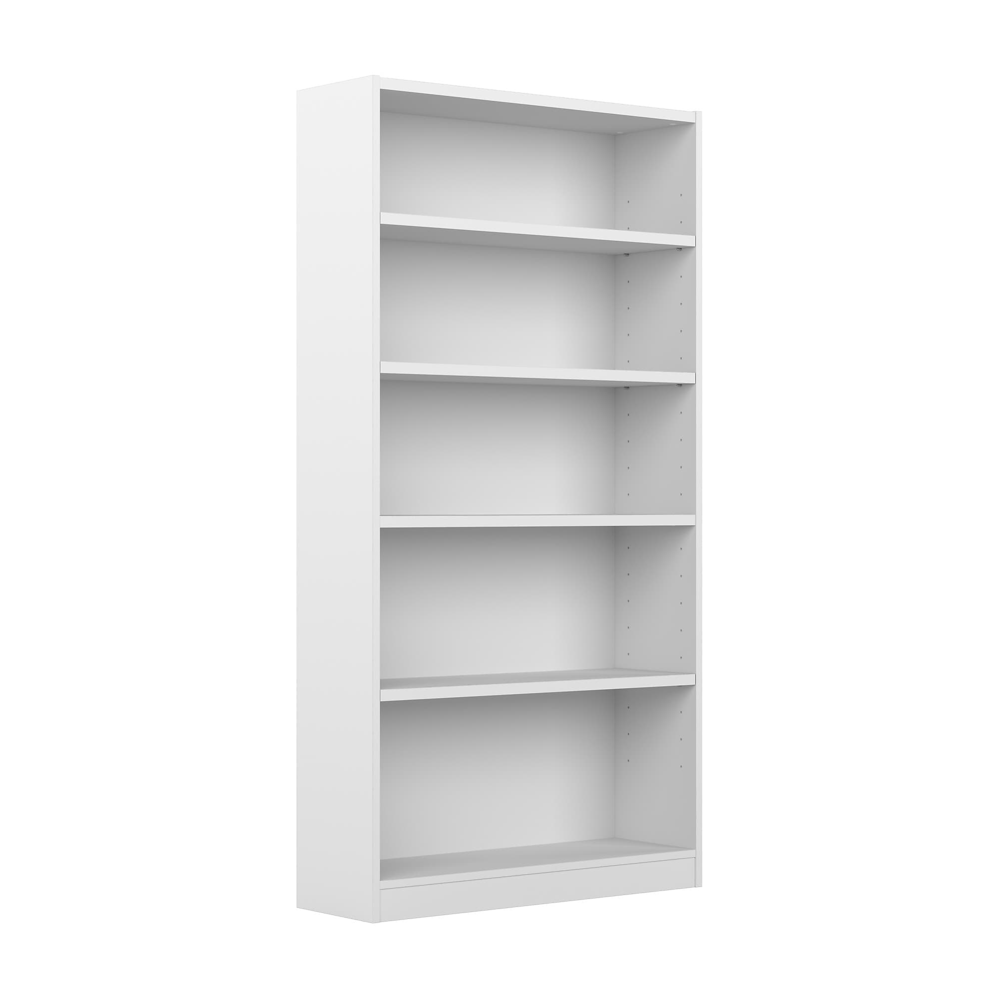 Bush Furniture Universal 72"H 5-Shelf Bookcase with Adjustable Shelves, Pure White (WL12417)