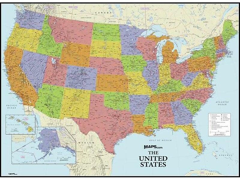 RoomMates US Map Contemporary Wall Decal, Geography (RMK4493GM)