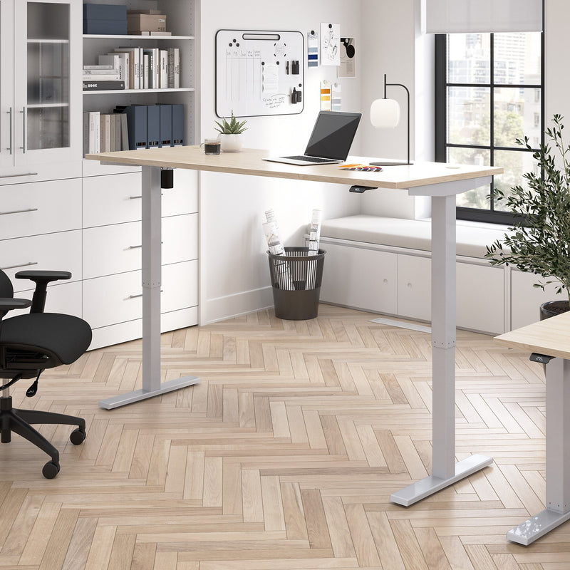 Bush Business Furniture Move 40 Series 72"W Electric Adjustable Standing Desk, Natural Elm/Cool Gray Metallic (M4S7230NESK)
