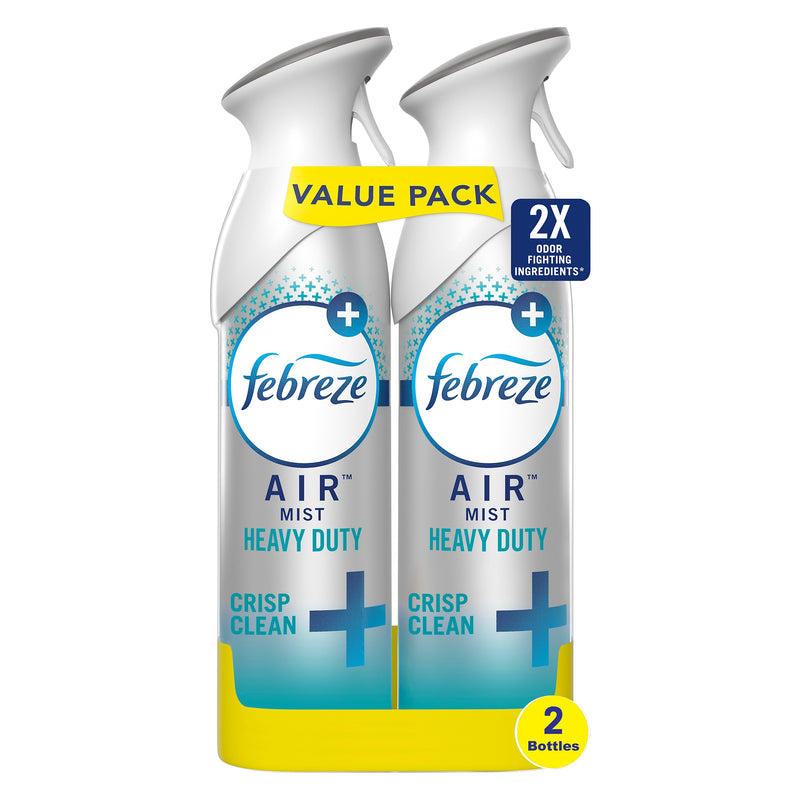 Febreze Odor-Fighting Heavy Duty Air Freshener, Crisp Clean Scent, 2 count, 8.8 oz. (97806)