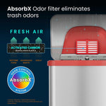 halo TapCan Stainless Steel Rectangular Pedal Sensor Trash Can with AbsorbX Odor Control System, Red Trim, 13 Gal. (TC13SR)