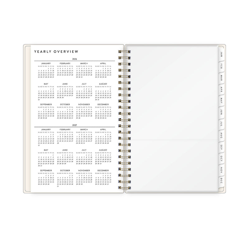2026 Blue Sky Bespoke Letterpress Cream Hearts 5" x 8" Calendar Year Weekly & Monthly Planner, Plastic Cover (156228)