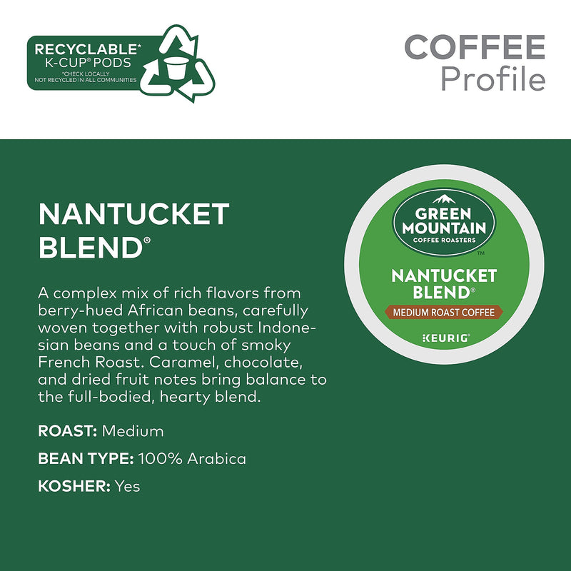 Green Mountain Nantucket Blend Coffee Keurig® K-Cup® Pods, Medium Roast, 96/Carton (6663)