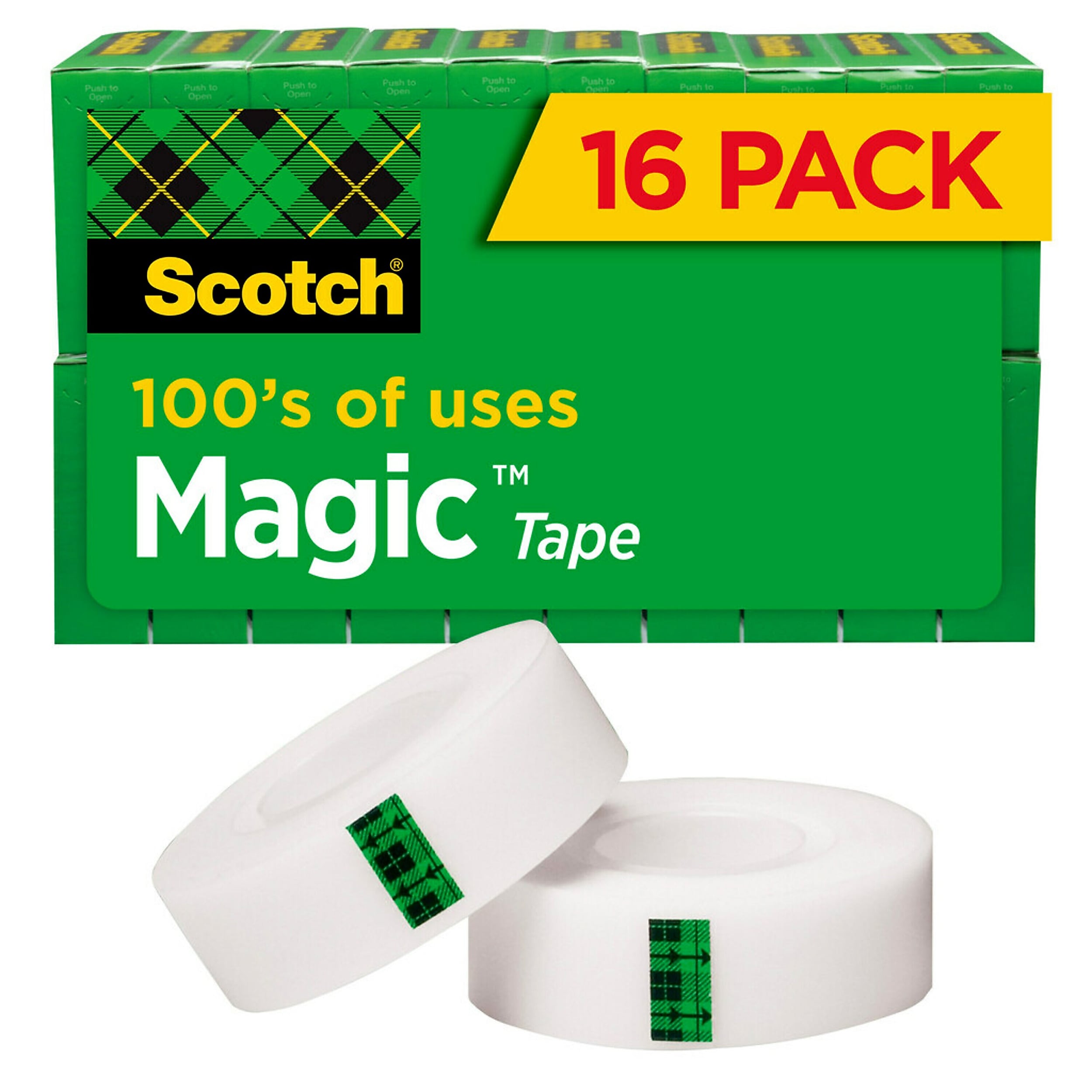 Scotch Magic Invisible Clear Tape Refill, 0.75" x 27.77 yds., 1" Core, Clear, 16 Rolls/Pack (810K16)