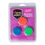 Dowling Magnets Hero Magnets: Big Button Magnets, Assorted Colors, 3 Per Pack, 6 Packs (DO-735014-6)