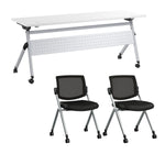 Bush Business Furniture Envision 72"W Foldable Training Room Table with 2 Chairs, White (NVS008WH)