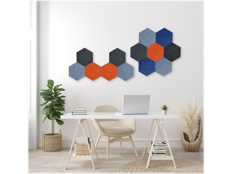 Luxor Reclaim Stick-On Decorative Acoustic Panels, 11"H x 9.5"W, Midnight Blue PET, 6/Pack (RCLMHEX057)