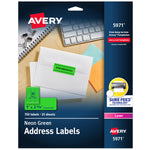 Avery Sure Feed Laser Address Labels, 1" x 2 5/8", Neon Green, 750 Labels/Pack (5971)