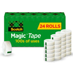Scotch Magic Invisible Clear Tape Refill, 0.75" x 27.77 yds., 1" Core, Clear, 24 Rolls/Pack (810K24)