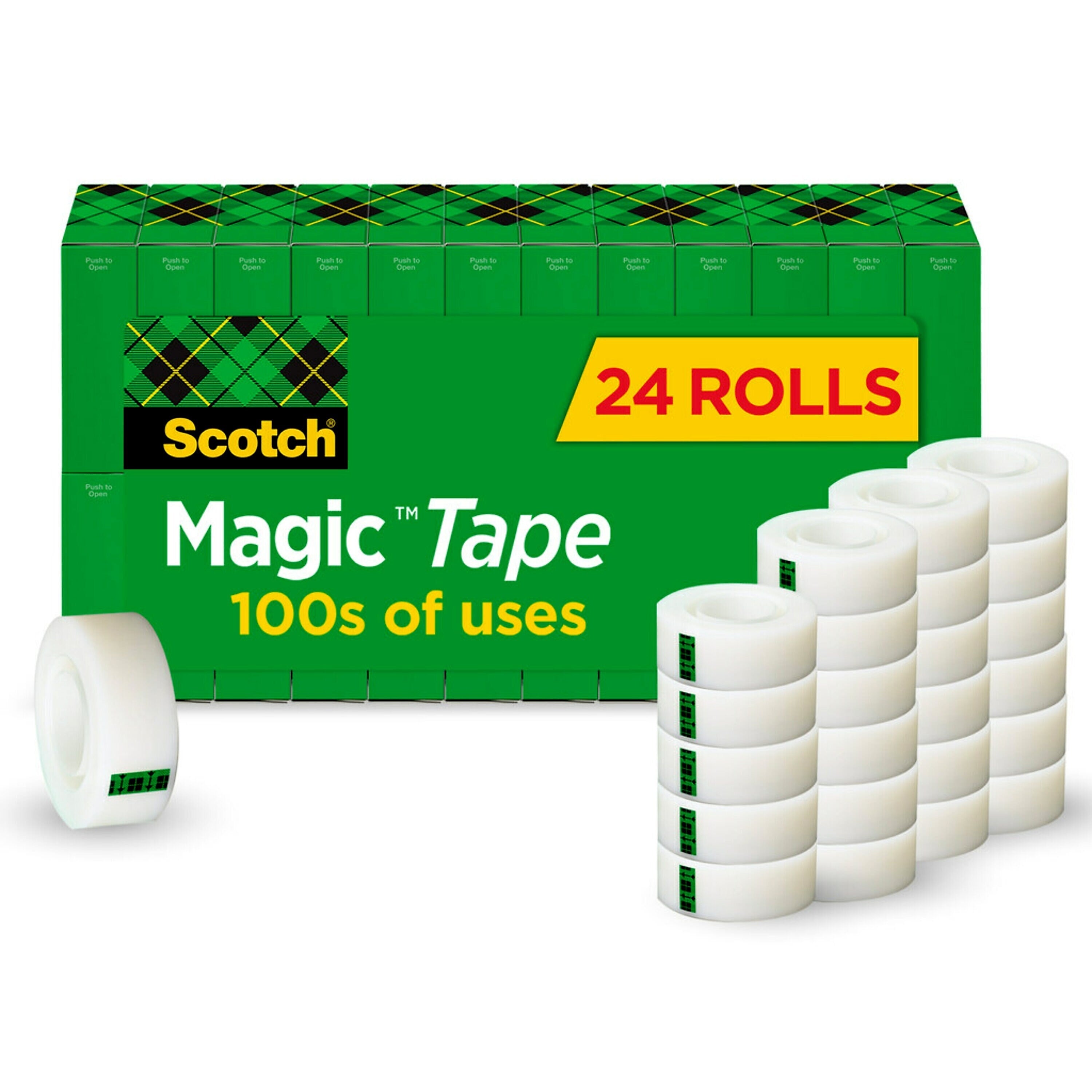 Scotch Magic Invisible Clear Tape Refill, 0.75" x 27.77 yds., 1" Core, Clear, 24 Rolls/Pack (810K24)