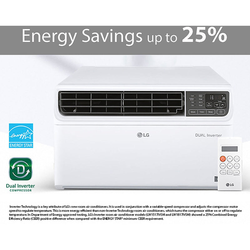 LG 230-Volt 18000 BTU Window Air Conditioner with Remote, WiFi Enabled, White (LW1817IVSM)