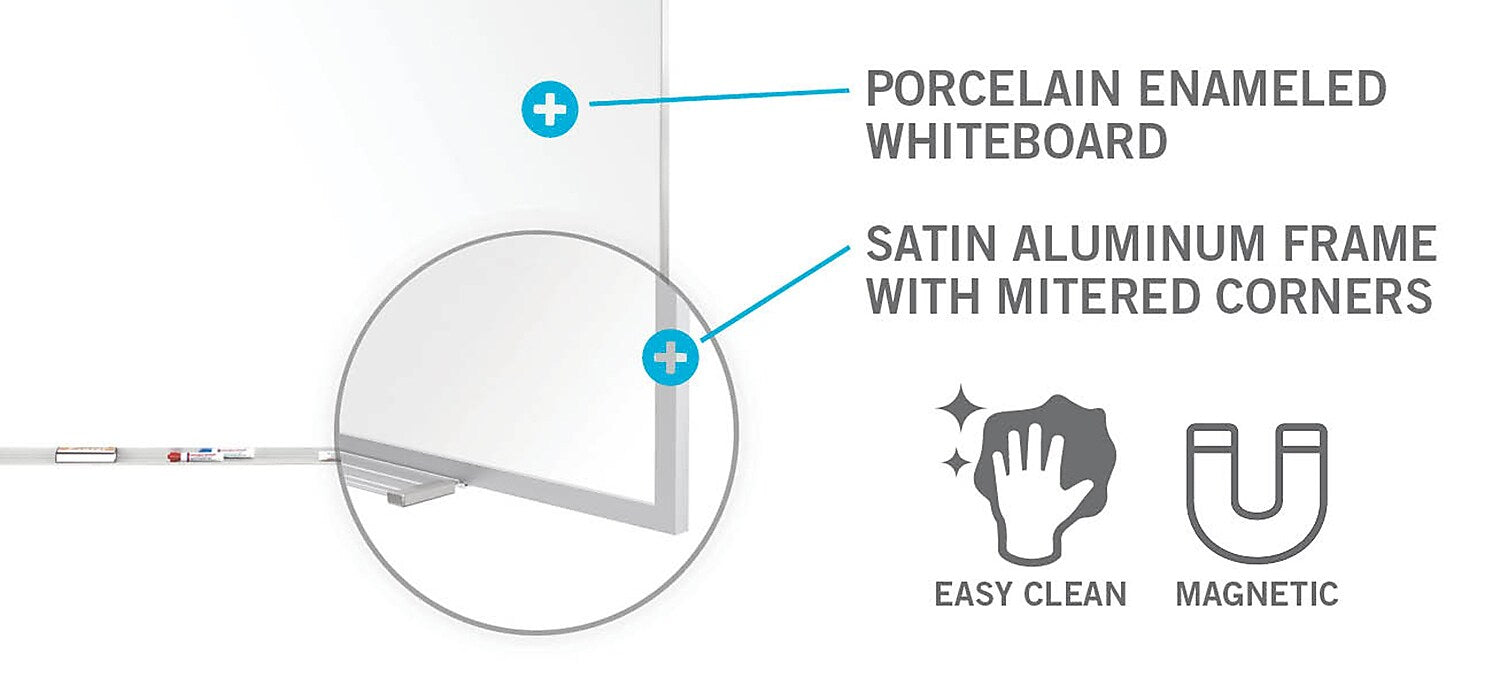 Ghent M1 Magnetic Porcelain Dry-Erase Whiteboard, Aluminum Frame, 4'H x 7' 4"W (M1-47-4)