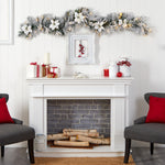 Nearly Natural 6-ft Flocked Poinsettia and Berry Artificial Christmas Garland with 50 Warm White LED Lights (W1312)