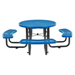 Global Industrial 46" Round Picnic Table, Expanded Metal, Blue (277150BL)