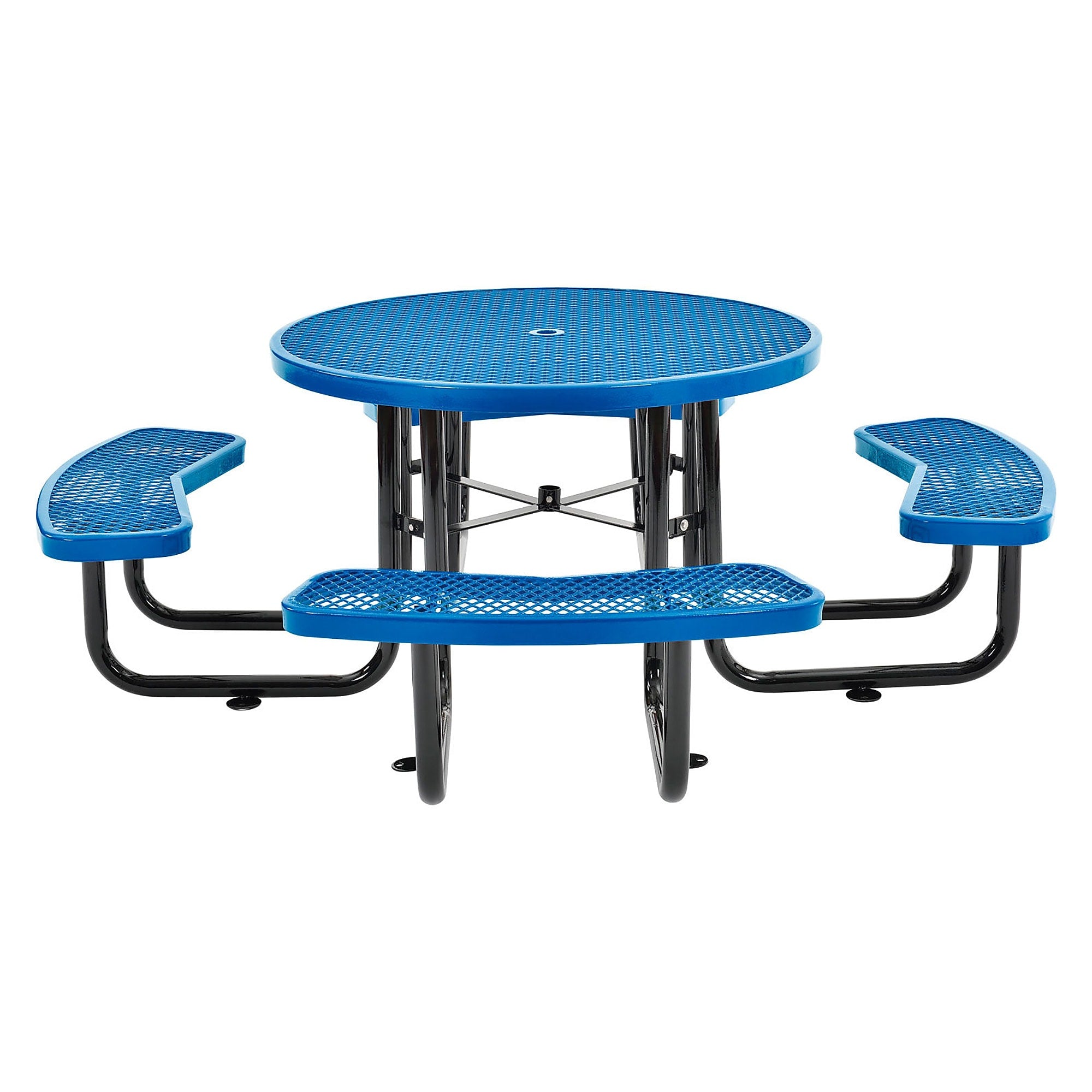 Global Industrial 46" Round Picnic Table, Expanded Metal, Blue (277150BL)