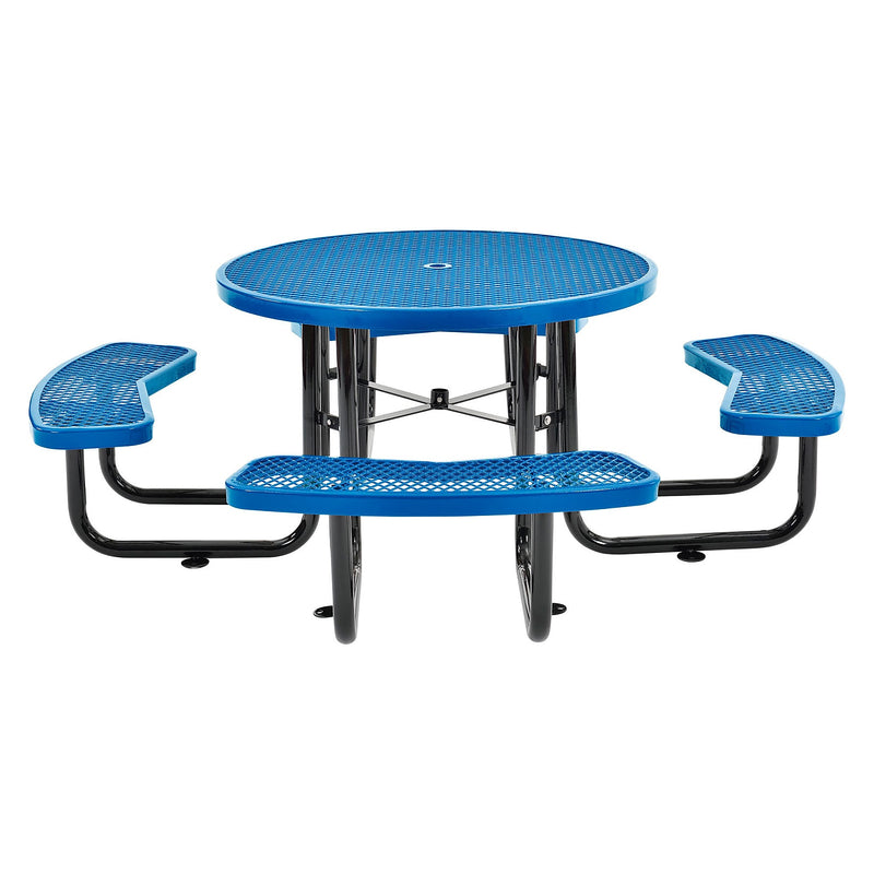 Global Industrial 46" Round Picnic Table, Expanded Metal, Blue (277150BL)