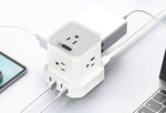 Uncaged Ergonomics Cube 5-Outlet 4-USB Port Surge Protector, 10', White (PC-w-c)