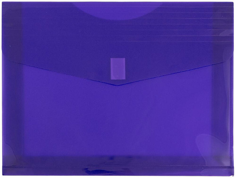 JAM Paper Premium Plastic Document File, 1 Pocket, Letter, Purple, 3/Pack (218V2pux3)