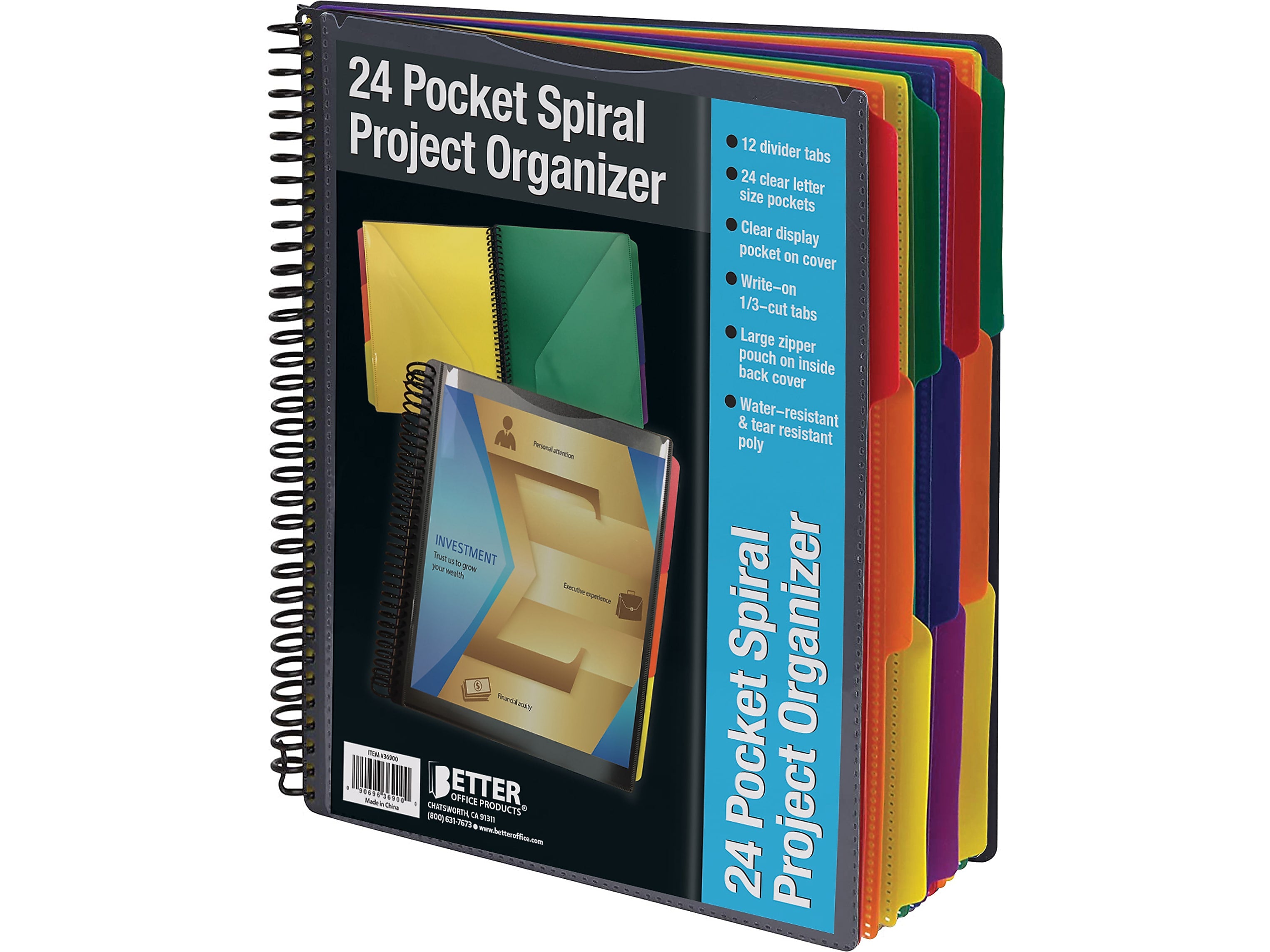 Better Office 24-Pocket Poly Project Folder, Multicolor (36900)