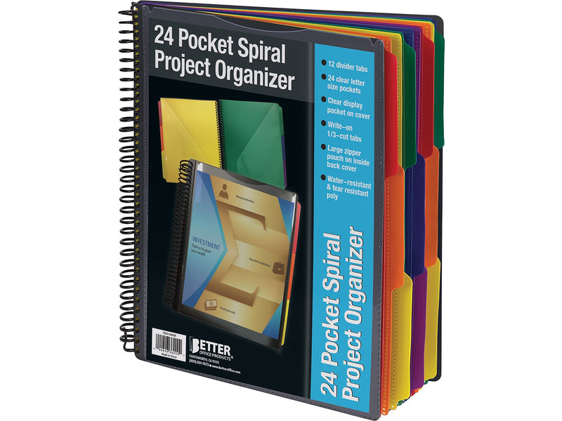Better Office 24-Pocket Poly Project Folder, Multicolor (36900)