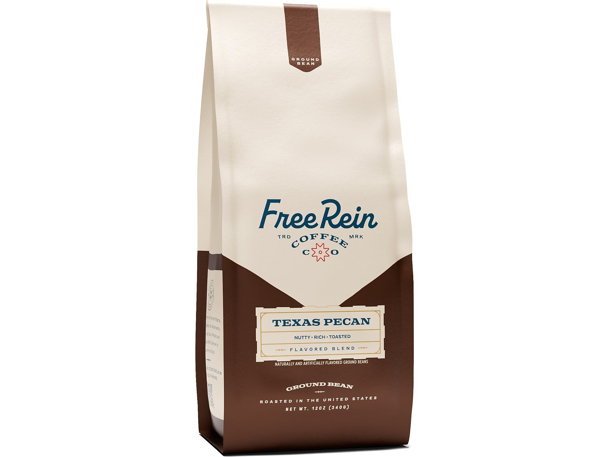 Free Rein Texas Pecan Ground Coffee Packet, Medium Roast, 12 oz. (810138360194)