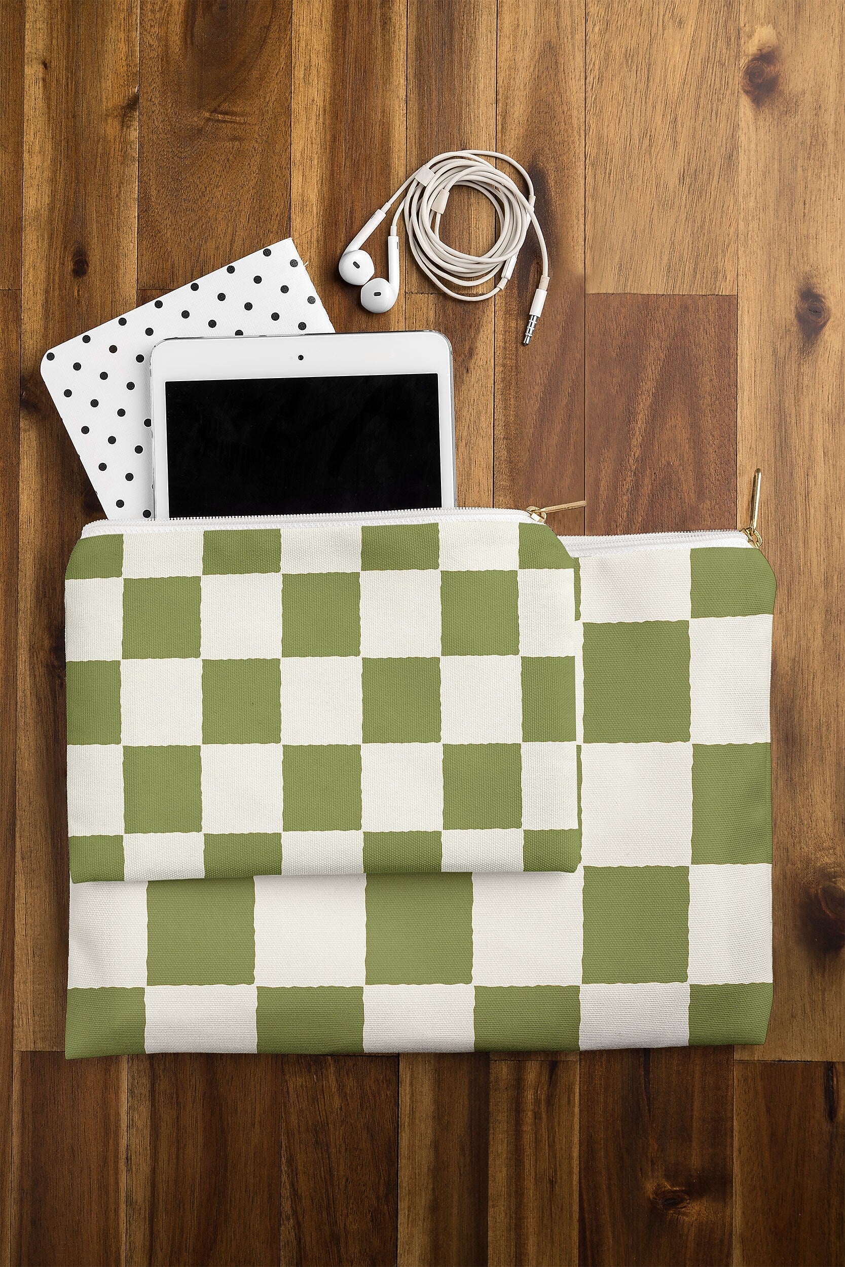 DENY Designs Desert Checker 12" Polyester Travel Pouch, Water Resistant, Multicolored (88014-WPOFMD)