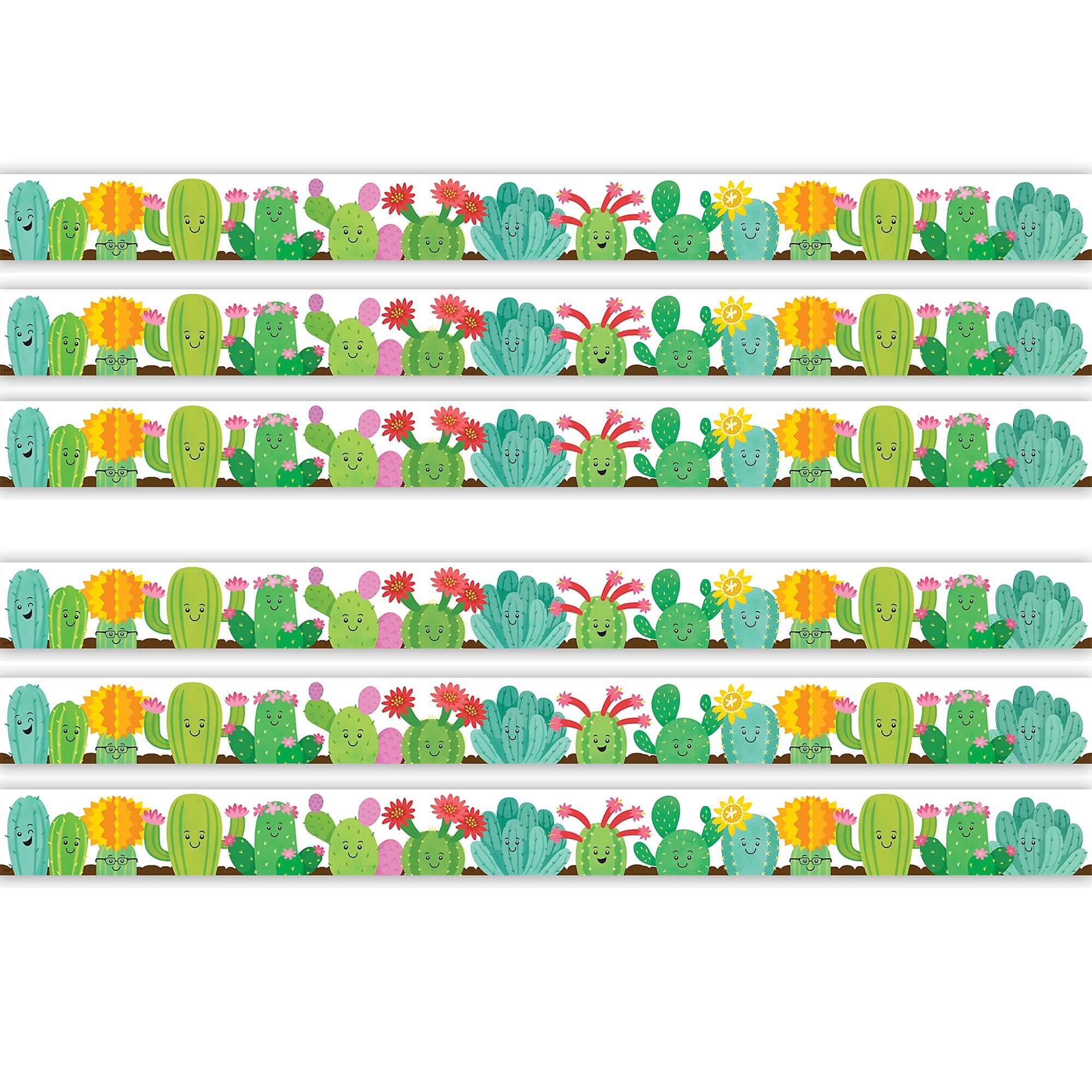 Teacher Created Resources Die-Cut Border Trim, 3" x 2.92', Happy Cactus Crew, 12/Pack, 6 Packs/Bundle (TCR6954-6)