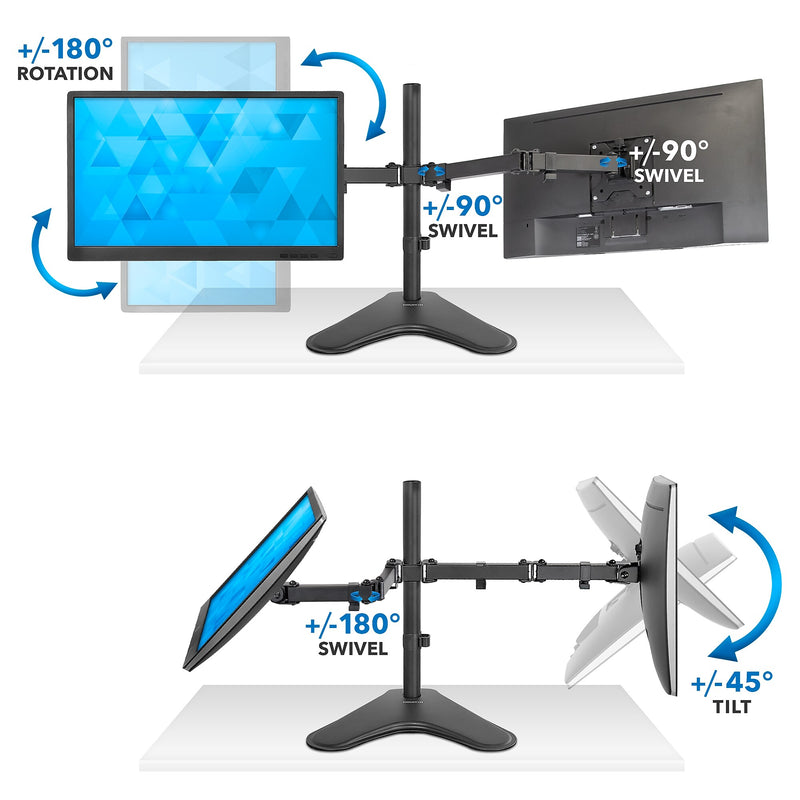Mount-It! Adjustable Dual Monitor Arms, Up To 32" Monitors, Black (MI-2781)