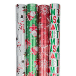 JAM Paper Christmas Wrapping Paper, 25 Sq. ft. x 30", Red Ho Ho Ho Santa Set, 4 Rolls/Pack (165F4reHoS)