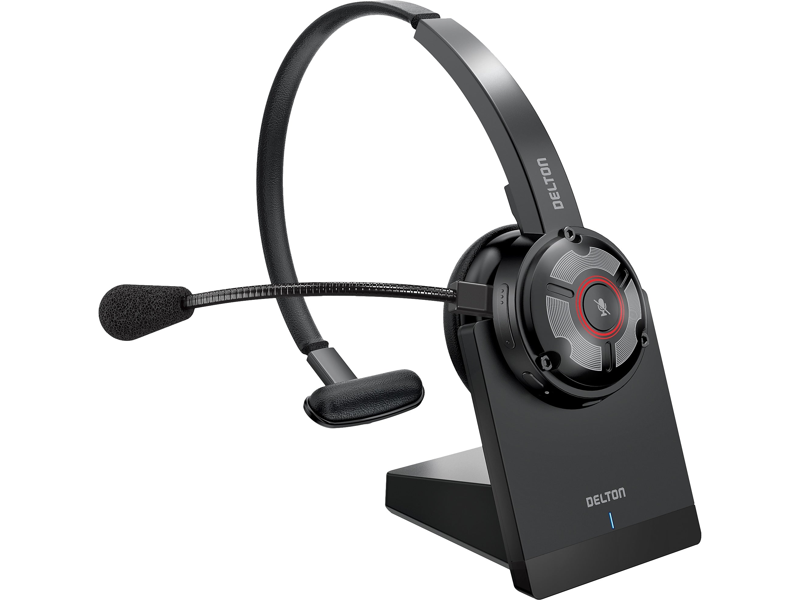 Delton 50X Pro Wireless Noise Canceling Bluetooth Mono Phone & Computer On Ear Headset, USB Type-C (DBTHEAD50X)