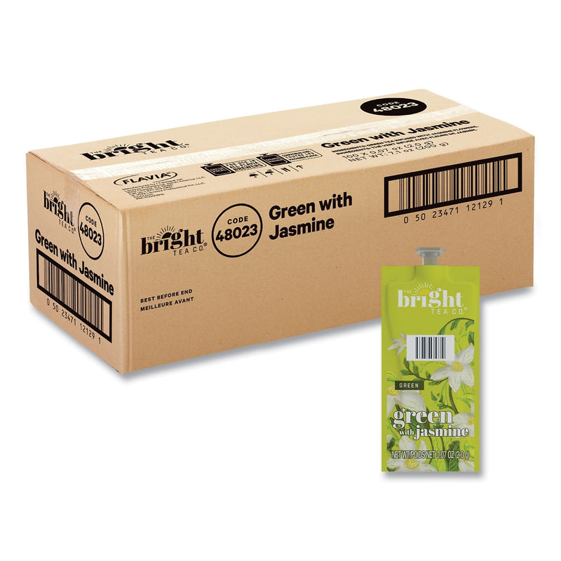 FLAVIA The Bright Tea Co. Green with Jasmine Tea Freshpack, Green with Jasmine, 0.07 oz Pouch, 100/Carton