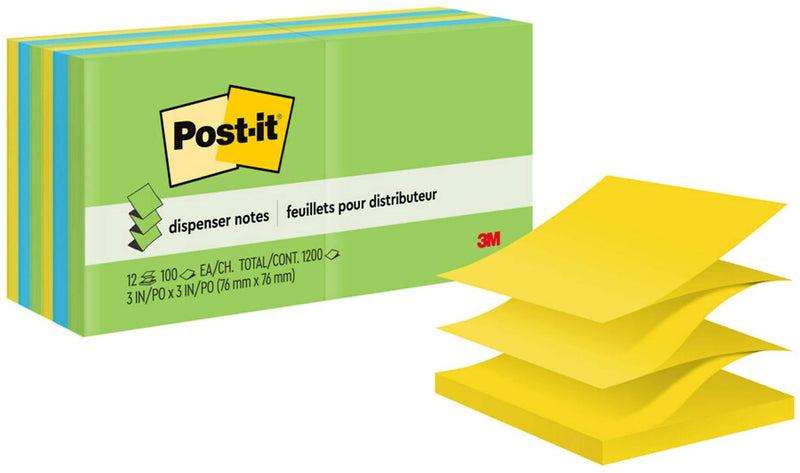 Post-it Pop-up Notes, 3" x 3", Floral Fantasy Collection, 100 Sheet/Pad, 12 Pads/Pack (R330-12AU)