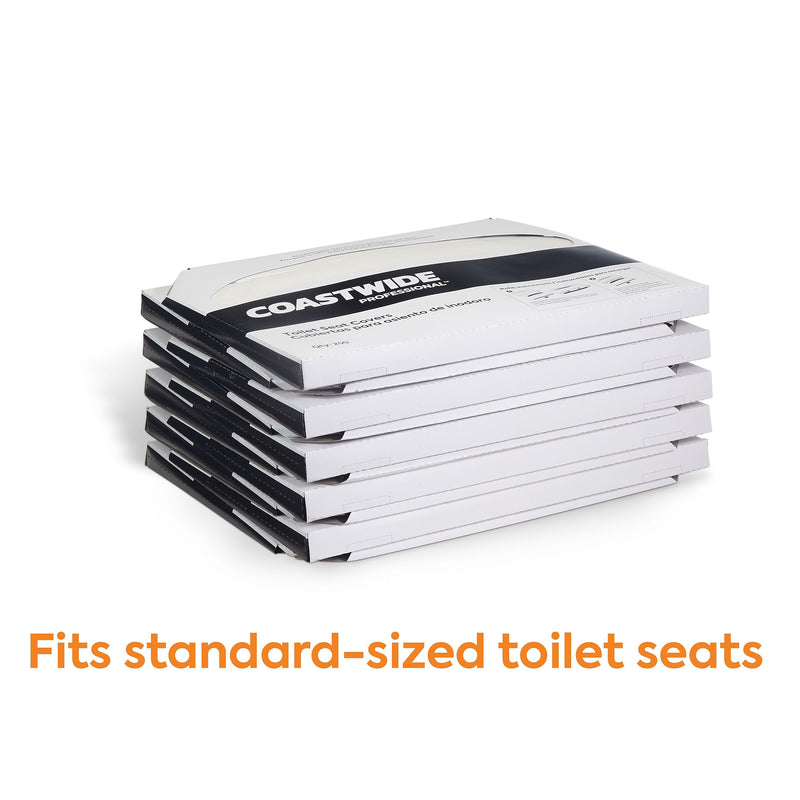 Coastwide Professional™ Toilet Seat Covers, 0.87" x 10.43", 250/Pack, 10 Packs/Carton (CW24776)