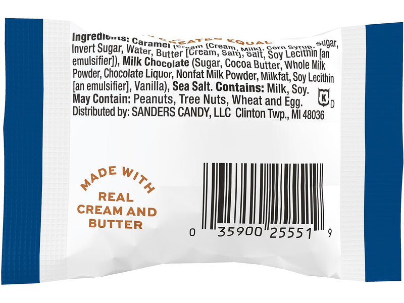 Sanders Small Batch Wonders Snack-Size Sea Salt Milk Chocolate Caramels, 24 oz., 48 Pieces/Box (27163)