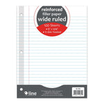 C-Line Reinforced Wide Ruled Filler Paper, 8" x 10.5", 3-Hole Punched, 100 Sheets/Pack, 6/Bundle (CLI21032-6)