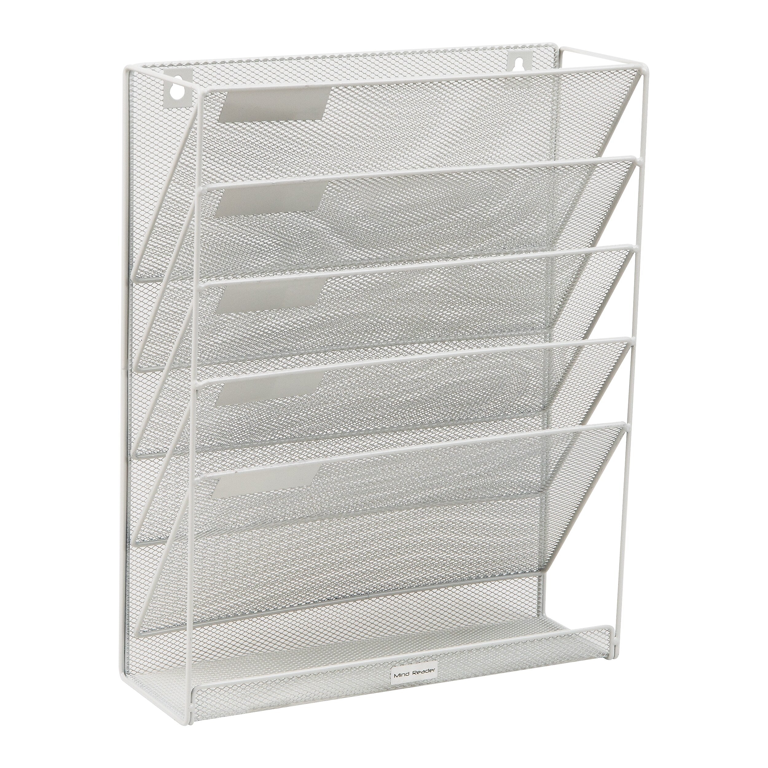Mind Reader 5-Pocket Metal Mesh Mountable Wall File, Letter Size, White (MAGSTACK-WHT)