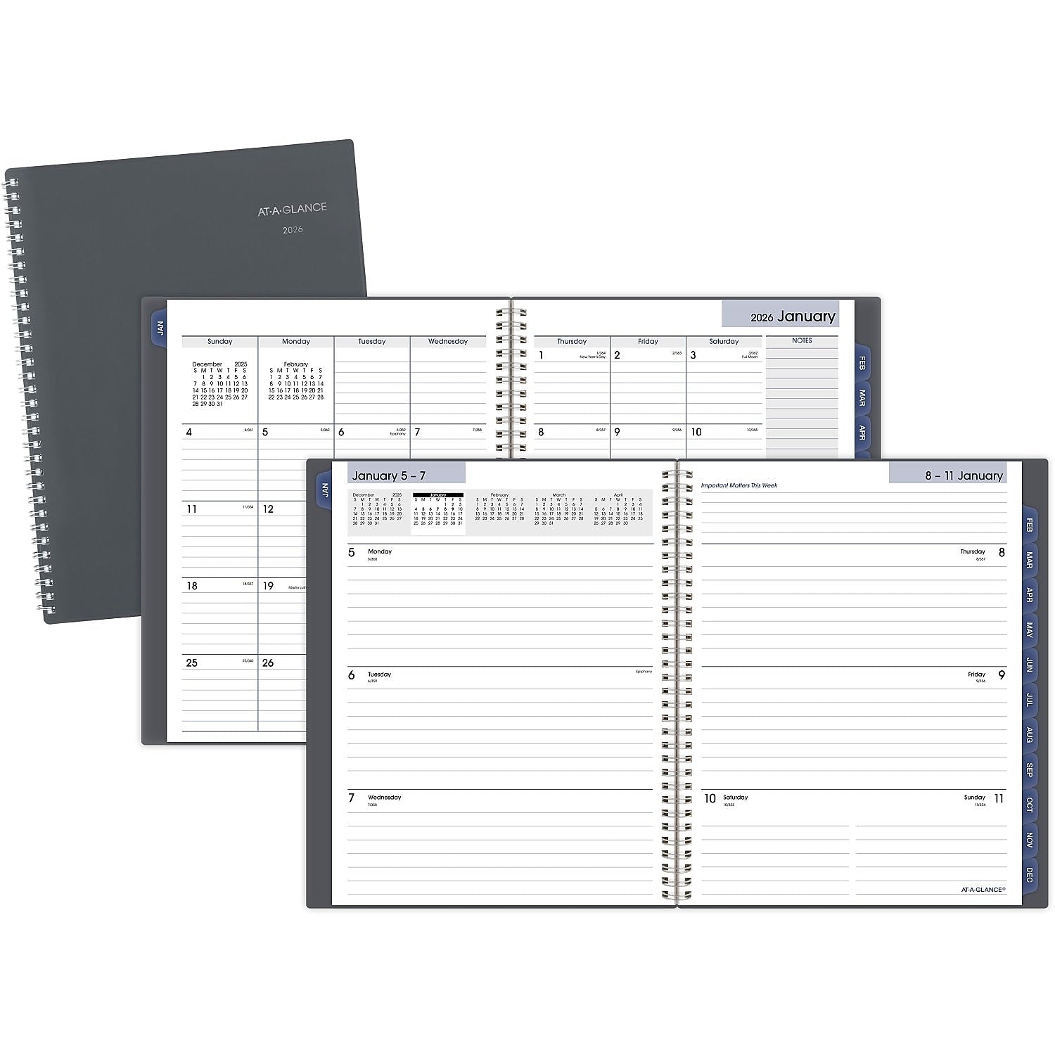 2026 AT-A-GLANCE DayMinder 8.5" x 11" Weekly & Monthly Planner, Poly Cover, Gray (GC545-07-26)